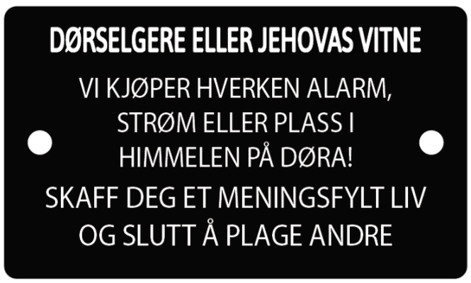 Hovedbilde Skilt-Jehova, 10x17cm