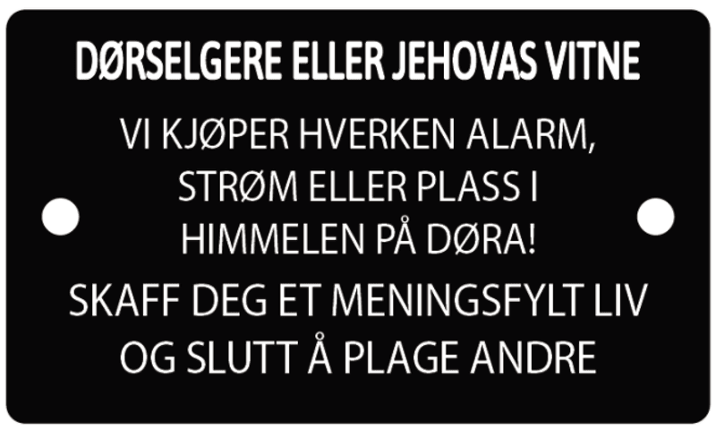 Skilt-Jehova, 10x17cm