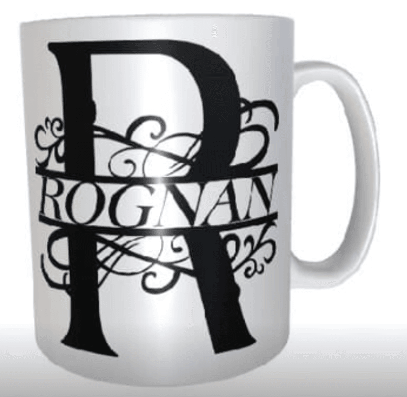 Kopp med monogram/stedsnavn