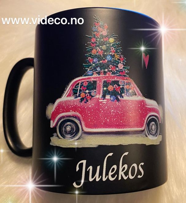 Hovedbilde Kopp, Rosa bil m/juletre 