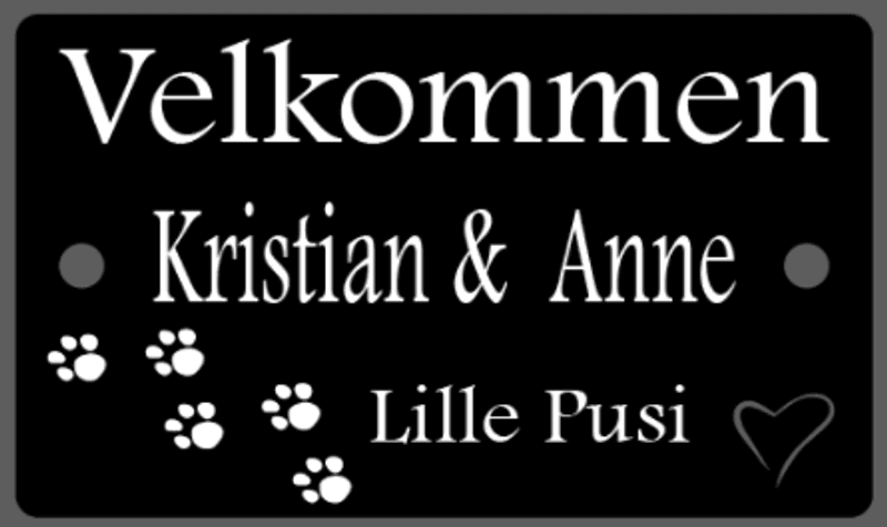 Veggskilt m/inngravert hjerte /poter