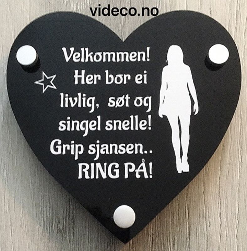 Akrylskilt- Her bor ei livlig, søt og singel snelle!