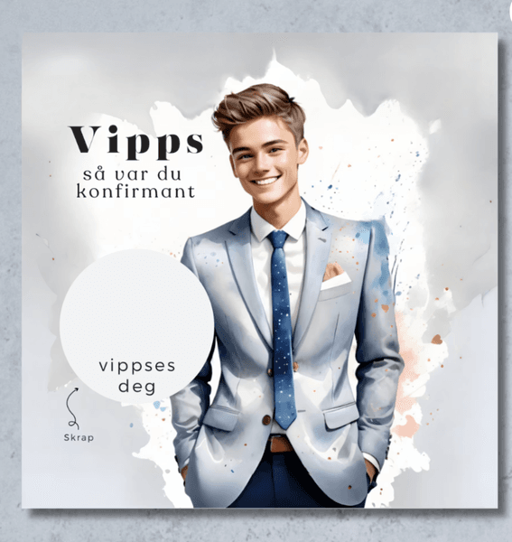 Vipps konfirmasjonskort - Dress Grå
