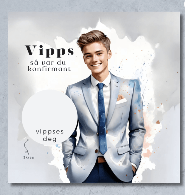 Hovedbilde Vipps konfirmasjonskort - Dress Grå