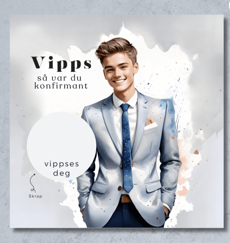 Vipps konfirmasjonskort - Dress Grå