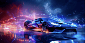 Hovedbilde Plakat - Sportsbil, neon 1