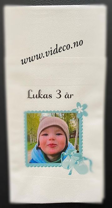 Hovedbilde Bestikkserviett med tekst & bilde 