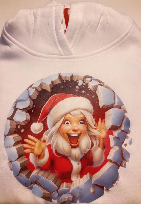 Hovedbilde Hoodie hvit voksen m/juletrykk