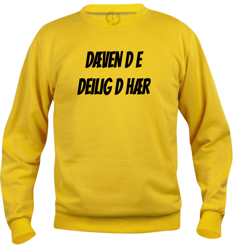 Collagegenser gul - Dæven d e deilig d hær