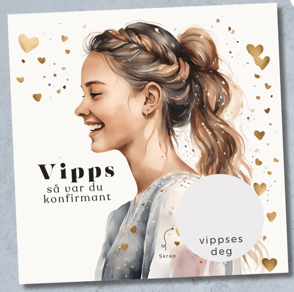 Vipps konfirmasjonskort - Hjertejente gull 