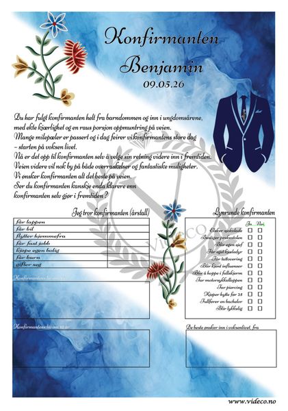 Spådomsark bunad , Gutt